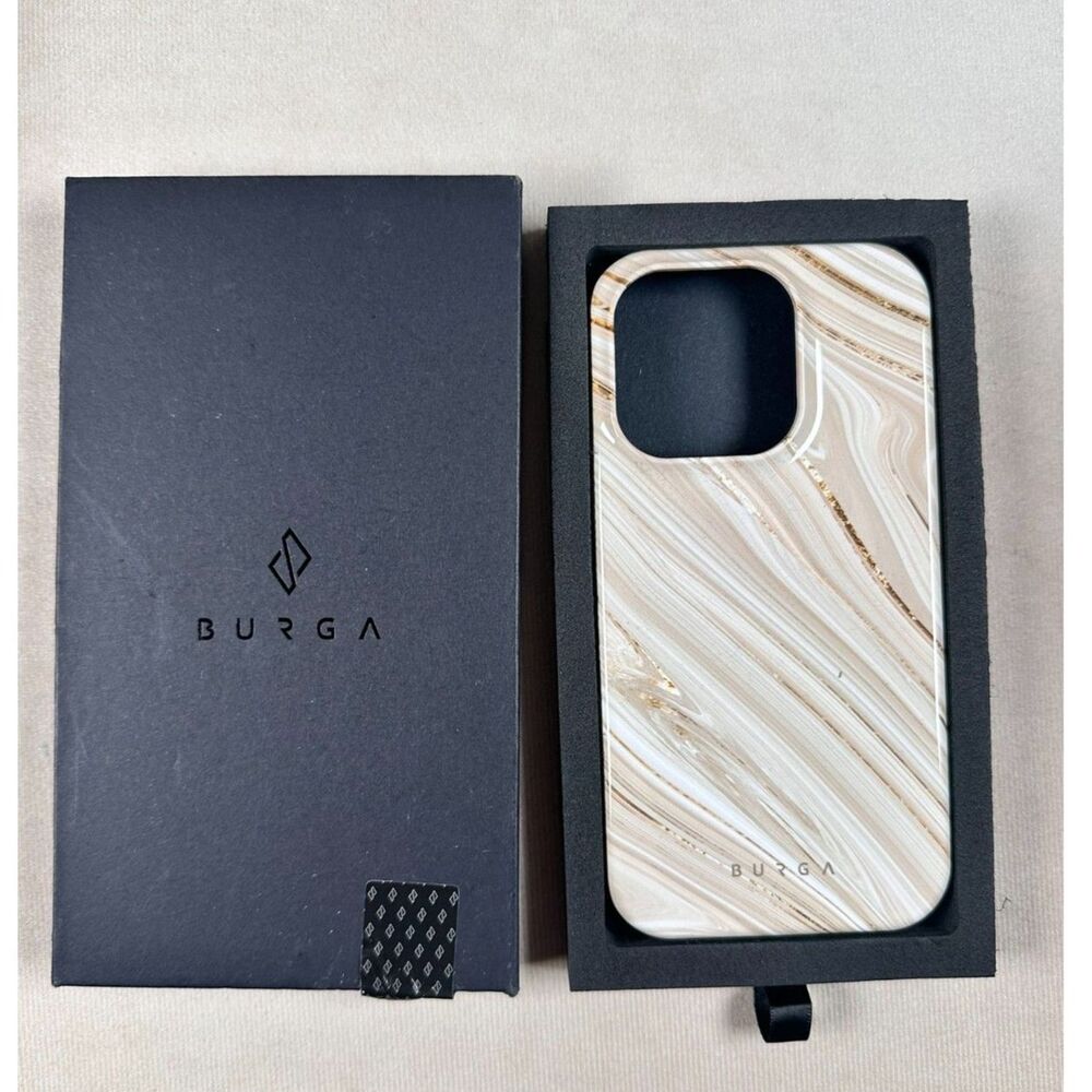 BURGA Full Glam iPhone 14 Pro Tough Case Beige Gold Marble Protective New Box
